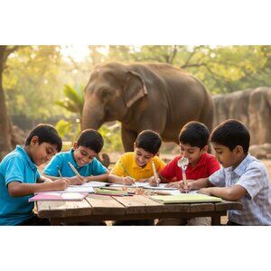 Handcrafted Elephant-Themed Decorative Pen With Rhinestones & Colorful Beads Per